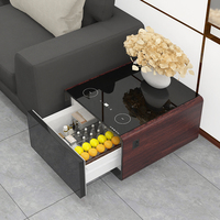 Table de salon multifonctionnelle intelligente avec mini-réfrigérateur, armoire de rangement et ports USB, table basse avec chargeur sans fil