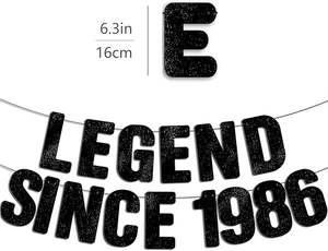 Bandera Negra con Purpurina Legend Since 1986, Decoraciones de <span class=keywords><strong>Feliz</strong></span> Cumpleaños Número 40 para Hombres y Mujeres, Decoración para Fiesta de Aniversario de 40 Años - Product Image 5