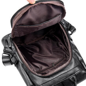 Women's Retro Fashion PU <b>Waterproof</b> <b>Backpack</b> Capacity Zipper Closure Soft Handle Laptop Compatible Physiological - Product Image 2