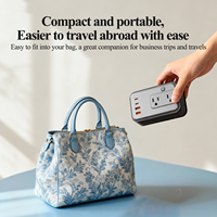 Adaptateur de voyage multi-prises Foxcan 350W avec 2 ports USB-C + 2 ports USB-A, chargeur 2 prises, cordon d'alimentation enroulable pour appareils électroniques