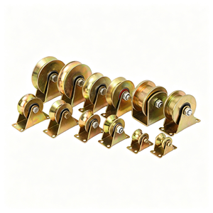 Roue à rainure en V avec support, roulement à double rouleaux pour portail coulissant robuste, plaque de base en acier, certifiée CE, OEM disponible - Product Image 1