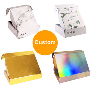 Boîte en carton ondulé blanc avec bordure dorée pour l'e-commerce, vêtements, vin, animaux de compagnie, avec fenêtre, gaufrage, écologique, biodégradable - Product Image 6