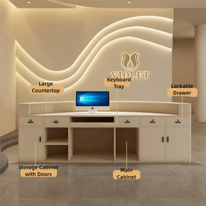 Bán buôn tùy chỉnh bằng gỗ hiện đại thu ngân truy cập sang trọng Thẩm mỹ viện tiếp tân bàn nhỏ quầy lễ tân - Product Image 2