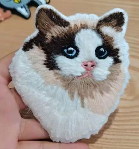 Patch thermocollant rose personnalisé avec paillettes, patch adhésif, patchs brodés en chenille avec un chat mignon - Product Image 4