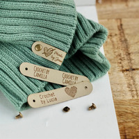 Étiquettes en cuir DIY pour vêtements : Étiquettes en laine tricotées à la main, vintage, avec logo laser, pour la vente en gros