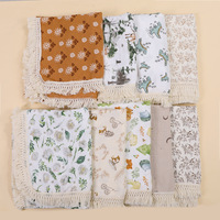 Couverture Bébé en Mousseline de Coton à Imprimé Floral Vintage, Bordure à Franges, Double Gaze, Douce, pour Nouveau-né