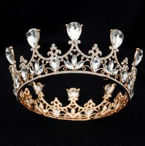 फैशन क्रिस्टल Tiaras बारोक दौर ताज क्लासिक रॉयल रानी राजा मुकुट Diadem प्रोम वेडिंग हेयर आभूषण सहायक उपकरण - Product Image 4