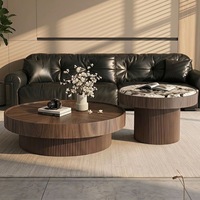 Table basse ronde en bois de style moderne minimaliste, ensemble de meubles élégants pour salon, design italien unique