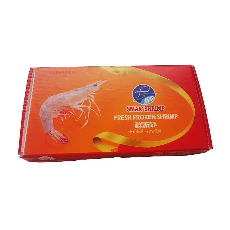 Scatola di imballaggio per frutti di mare in plastica ondulata a colori stampata a buon mercato scatola di consegna Correx per alimenti congelati per gamberetti