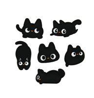 Patchs brodés en gros avec logo chat noir, à coudre ou thermocollants, pour ordinateur