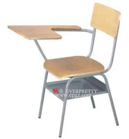 Kursi siswa kayu, tahan lama ergonomis serbaguna kursi belajar kuliah dengan bantalan menulis dan rak buku