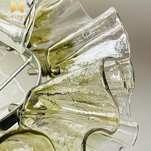 Lustre en verre de Murano vert minimaliste nordique, lustre décoratif d'art de château de luxe français - Product Image 6