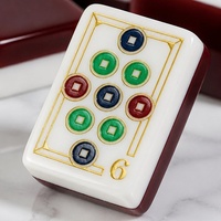 Jeu de Mahjong américain de luxe rouge à paillettes, élégant, personnalisé, créatif, avec tuiles en acrylique mélangeées à la main, emballage en boîte