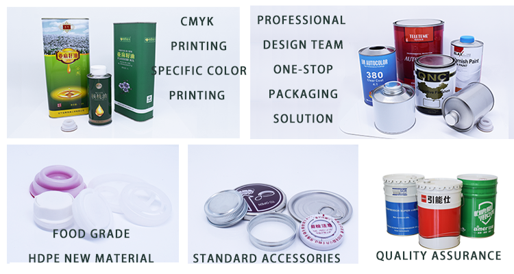 OEM ODM 4 L cooking Sunflower Oil tin Metal tinplate Square Tin C an canned Olive Oil Can With Plastic Lid