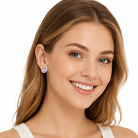 Boucles d'oreilles clous tendance en argent sterling 925 ED1118 avec zircon pour femme, design oreilles de chat mignonnes, bijoux en argent