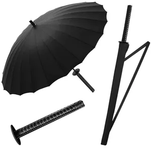 Custom Cosplay WindProof Semi-automatic Golf Straight Stick Japanese Samurai Sword Long Handle Umbrella For Comic-Con