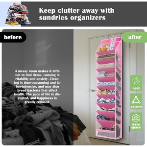 Over The Door <b>Shoe</b> Organizer 10 Pockets Pink Hanging Rack For <b>Shoes</b> Behind Door Wall Storage Mesh Fabric <b>Hook</b> Type - Product Image 6