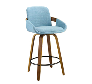 <span class=keywords><strong>Chaise</strong></span> <span class=keywords><strong>de</strong></span> <span class=keywords><strong>bar</strong></span> moderne <span class=keywords><strong>en</strong></span> noyer pivotante à 360° <span class=keywords><strong>avec</strong></span> dossier et accoudoirs <span class=keywords><strong>en</strong></span> <span class=keywords><strong>tissu</strong></span> pour cuisine, salle à manger, extérieur, centres commerciaux - Couleur bleue - Product Image 1