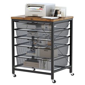 Carro rodante industrial de 5 cajones, organizador de almacenamiento de archivos, gabinete, soporte de impresora de oficina móvil con ruedas bloqueables, oficina en casa - Product Image 1