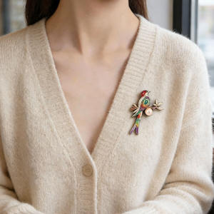 Broches de Aleación con Forma de Pájaro, Diseño de Paleta de Colores Vibrantes, Chapado en Oro Rosa con Circonita, Regalo para Bodas y Fiestas, Venta al Por Mayor - Product Image 1