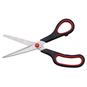 Ciseaux de bureau en acier inoxydable, lame droite, manche noir et rouge, usage domestique, lot en vrac - Product Image 2