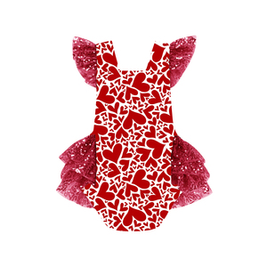 <strong>Baby</strong> Valentine Clothing 1st Valentine Romper Newborn Girl Flutter Sleeve Romper Tutu Skirt Princess Dress <strong>Clothes</strong> Sets - Product Image 4