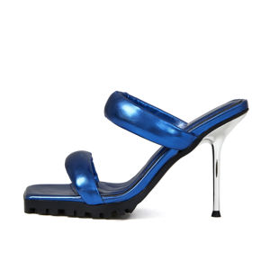 Sandales à talons hauts et bout carré pour femmes, talons métalliques Stiletto, dernière mode - Product Image 4