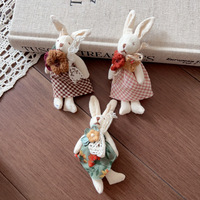 Aksesori serbaguna buatan tangan DIY yang manis dan segar, bros perhiasan kartun boneka kain kelinci bunga kecil berenda gaya Jepang
