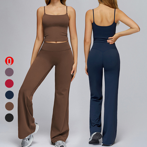 Set da Jogging da donna gilet sportivo pantaloni larghi <span class=keywords><strong>2</strong></span> pezzi Set morbido tessuto Flare leggings da ginnastica <span class=keywords><strong>sport</strong></span> <span class=keywords><strong>sport</strong></span> Yoga Set - Product Image 1