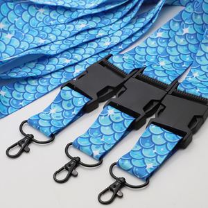 Custom Logo Full Color Wide Quick Release Safety Buckle Lanyard Mermaid Scale Ocean Themed Keychain Lanyard - Product Image 2