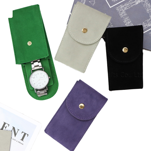 Promotion Velvet Watch Pouch Green Watch Pouch Watch Roll Flannel  Travel Watch Organizer Watch Gift Packaging