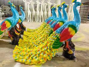 Lumière décorative en forme <span class=keywords><strong>de</strong></span> paon à prix abordable, en fibre <span class=keywords><strong>de</strong></span> verre, pour aménagement paysager, jardin, parc, petite sculpture lumineuse en forme d'animal paon - Product Image 5