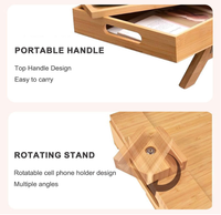 Plateau de canapé pliable multifonctionnel en bambou de qualité supérieure pour boissons, tasses et collations