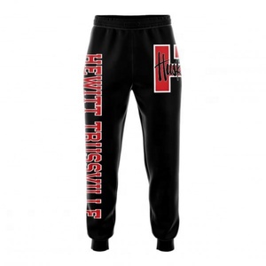 Pantalons de survêtement noirs élégants, pantalons de jogging unisexes, taille personnalisable, design pour l'entraînement - Product Image 1