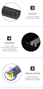 24 cách IEC C13 C19 80A 100A 125A thông minh PDU nhiệm vụ nặng nề 90Kw Thiết bị phân phối điện cho dữ liệu internet centre phòng máy tính - Product Image 5
