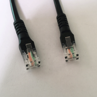 Kabel Jumper Telepon RJ11 6P4C CAT 3 Kecepatan Tinggi dengan Selubung PVC, Kabel 4 Konduktor untuk Modem & Saluran Telepon - Hitam