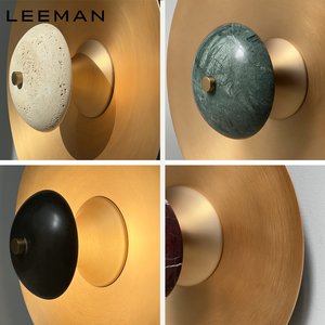 Lámpara de Pared LED de Diseño Moderno con Domo de Mármol, Lámpara de Pared Redonda Decorativa de Lujo para Sala de Estar y Dormitorio - Product Image 4