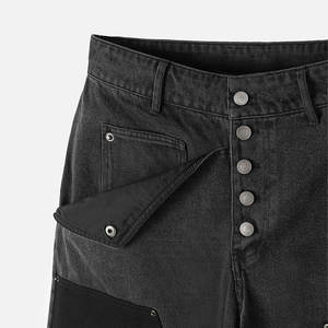 <span class=keywords><strong>Jeans</strong></span> Baggy con Doppio Rinforzo alle Ginocchia Lavati all'Acido Design Privato con Patch in Pelle Cuciture Stile Baggy <span class=keywords><strong>Jeans</strong></span> Cargo da <span class=keywords><strong>Uomo</strong></span> Effetto Vissuto - Product Image 4