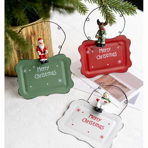 Décorations et porte-paniers de Noël très vendus, panneaux de bienvenue en <span class=keywords><strong>fer</strong></span> <span class=keywords><strong>forgé</strong></span> avec des motifs de bonhomme de neige, de renne et de vieil homme - Product Image 2