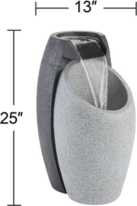 Grande fontaine cascade moderne en résine grise imperméable avec éclairage LED pour la décoration intérieure/extérieure du sol et du jardin - Product Image 2