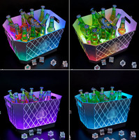 Nouveau design, seau à glace LED rectangulaire rechargeable 6L, télécommande, pour boîte de nuit, bar, fête, acrylique, portable, étanche