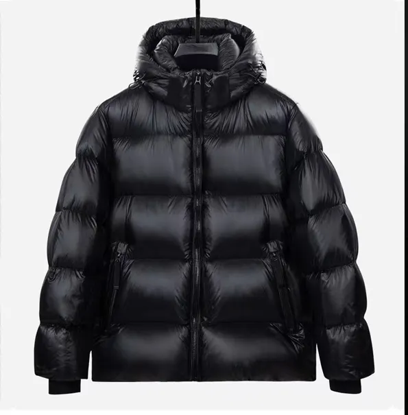 Custom Logo 100% Polyester Winter Hooded Bubble Puffer Jacket For Men Outdoor Warm Quilting Coat Black Plus Size Down Jackets