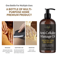 Huile de massage anti-cellulite 100% pure et naturelle de qualité supérieure, huiles de pépins de raisin, d'eucalyptus, de citron et de pamplemousse, huile raffermissante pour le corps 240ml/8fl oz
