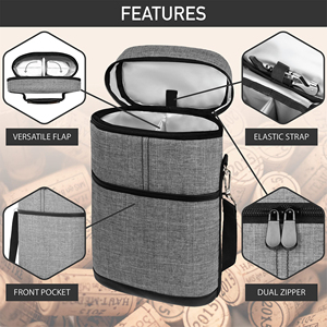 Custom Logo Bottle Carrying Case Wine Travel Bag Insulated Leakproof Wine Cooler Bag - Product Image 2