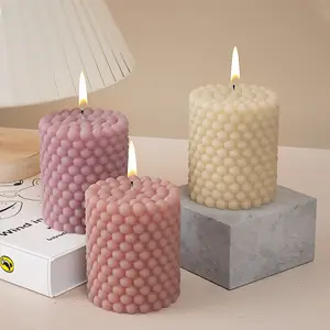 Logotipo personalizado cilíndrico burbuja cuentas aromaterapia vela molde en forma de onda yeso velas moldes silicona Decoración