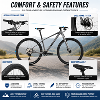 Vélo de montagne avec fourche en carbone de 29 pouces, 24 vitesses, guidon intégré, axe traversant, frein à disque hydraulique, VTT pour adultes
