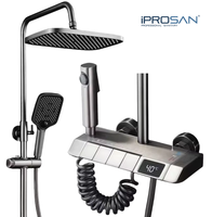 Ensemble de douche IProSan Brushing Gun Gray à température constante avec affichage numérique et boutons piano