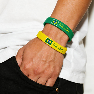 Pulsera de PVC con Bandera de Brasil Personalizada, Pulsera de Silicona Promocional con Relieve, Recuerdo de Festival, Fábrica de DongGuan, Bienvenido <span class=keywords><strong>a</strong></span> Visitar - Product Image 5