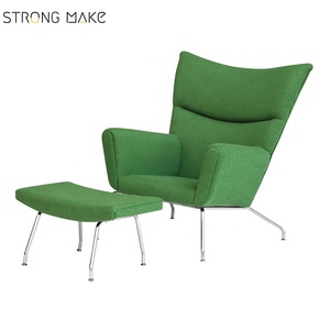 Usine vente meubles chaise longue moderne fauteuil en tissu avec pouf - Product Image 1
