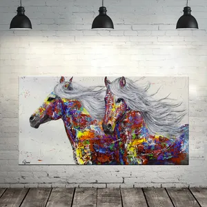 Tier kunst Zwei laufende Pferde Leinwand Malerei Wand kunst Bilder für Wohnzimmer Moderne abstrakte Kunstdrucke Poster